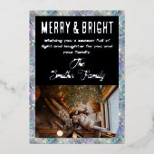 ホログラフィックオプアルストーンの背景の休日 箔シーズンカード (正面)