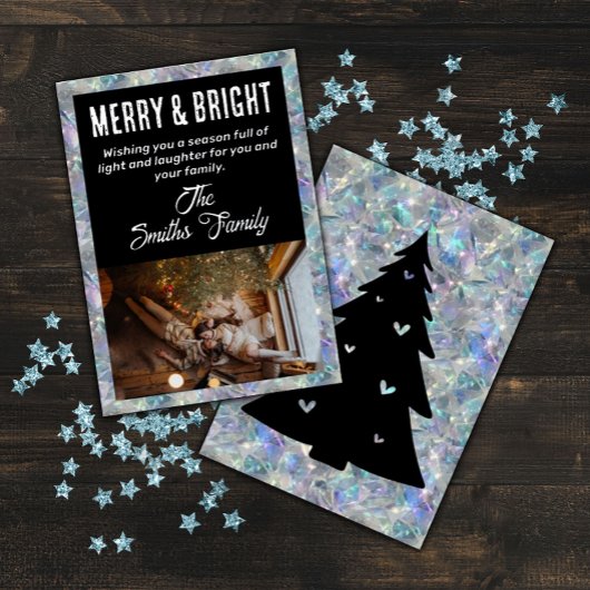 ホログラフィックオプアルストーンの背景の休日 箔シーズンカード