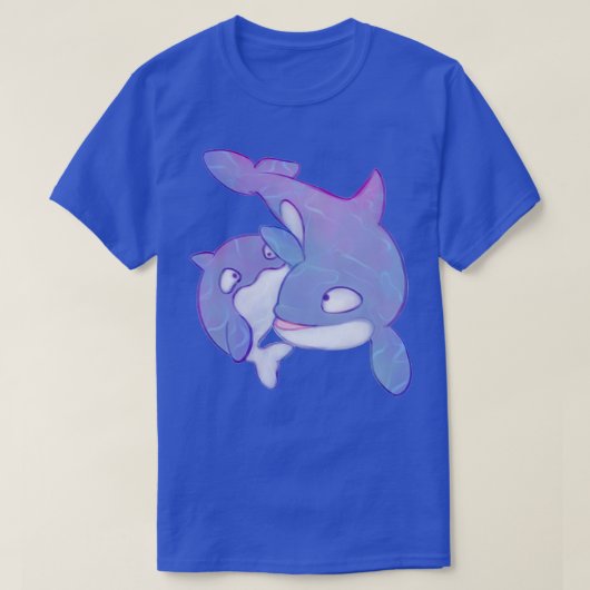 ホログラフィックオルカキラーホエールファミリー Tシャツ (デザイン正面)