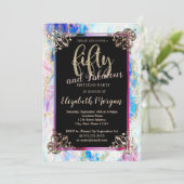 ホログラフィックオ縁どパル，50誕生日 招待状 (スタンド正面)