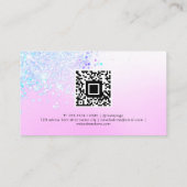 ホログラフィックカスタムグリッターQrコードピンクパステルバス 名刺 (裏面)