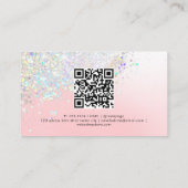 ホログラフィックカスタムグリッターQrコードピンクパステル 名刺 (裏面)