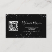 ホログラフィックカスタムグリッターQRコード&ロゴブラック 名刺 (裏面)