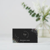 ホログラフィックカスタムグリッターQRコード&ロゴブラック 名刺 (スタンド正面)