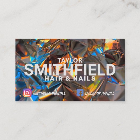 ホログラフィックカラフル結晶モダントレンディー 名刺 (正面)