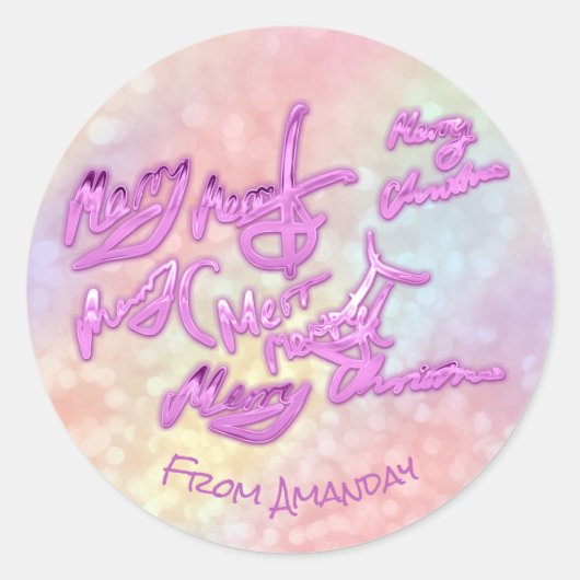 ホログラフィックカラーからのメリークリスマスセラピー ラウンドシール (正面)