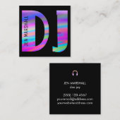 ホログラフィックカラーフェイクのDJスクリプト スクエア名刺 (正面/裏面)