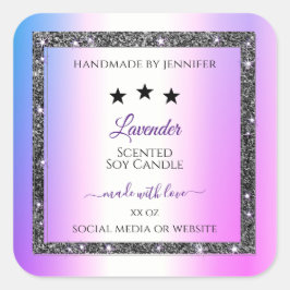 ホログラフィックカラー銀グリッター製品ラベル スクエアシール