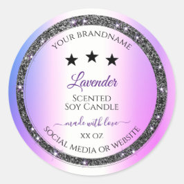 ホログラフィックカラー銀グリッター製品ラベル ラウンドシール