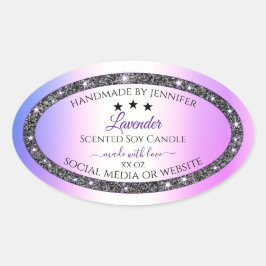 ホログラフィックカラー銀グリッター製品ラベル 楕円形シール