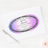 ホログラフィックカラー銀グリッター製品ラベル 楕円形シール (封筒)