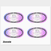 ホログラフィックカラー銀グリッター製品ラベル 楕円形シール (シート)