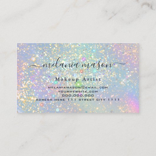 ホログラフィックガラスグリッターエレガントスパークル美しい 名刺 (裏面)