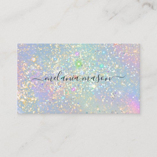 ホログラフィックガラスグリッターエレガントスパークル美しい 名刺 (正面)