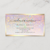 ホログラフィックガラスグリッターキラキラ金ゴールド美しい 名刺 (裏面)