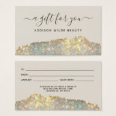 ホログラフィックガラスグリッターサロンギフトカード (正面&裏面)