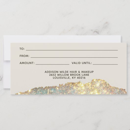 ホログラフィックガラスグリッターサロンギフト証書 (裏面)