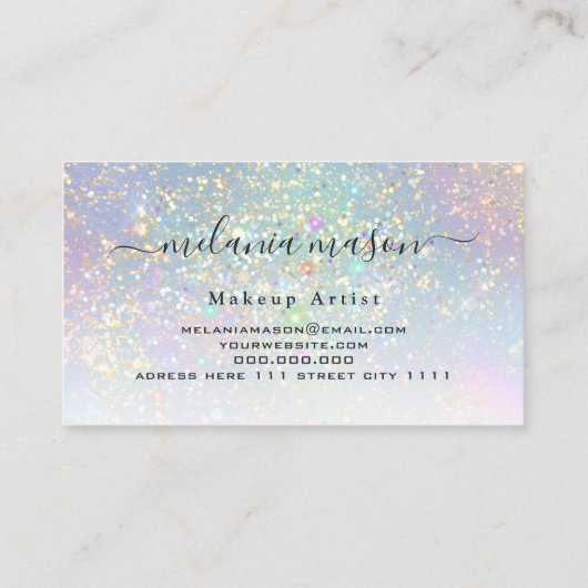 ホログラフィックガラスグリッタースパークエレガント美しい 名刺 (裏面)