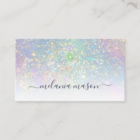 ホログラフィックガラスグリッタースパークエレガント美しい 名刺 (正面)
