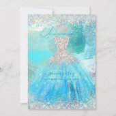 ホログラフィックキンセアニェラアクアブルーウォーターカラーガウン 招待状 (正面)