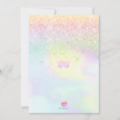 ホログラフィックキンセアニェラピンクチョウ+グリッター 招待状 (裏面)