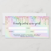 ホログラフィックギフトカードのユニコーングリッターが釉薬を乾かす (裏面)