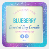 ホログラフィックギャラクシーカラーグリッター製品ラベル スクエアシール (正面)