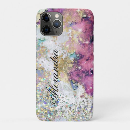 ホログラフィックギラギラ ユニーク ゴールド ピンク 大理石 Case-Mate iPhoneケース (裏)