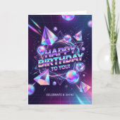 ホログラフィッククリスタルでお祝い輝く誕生日 カード (正面)