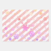 ホログラフィッククリスマススノーフレークパタストライプのーン ラッピングペーパーシート (正面2)