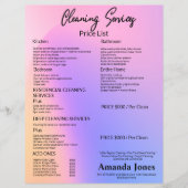 ホログラフィッククリーニングサービス価格表メニュー チラシ (正面)