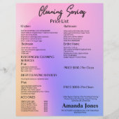 ホログラフィッククリーニングサービス価格表メニュー チラシ (正面)