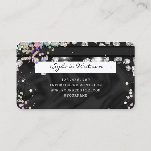 ホログラフィッククレジットカードスタイルのドリップダイヤモンド 名刺 (裏面)