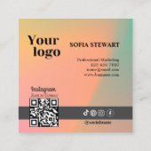 ホログラフィックグラジエント後を追インスタグラムはっきりした スクエア名刺 (裏面)