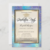 ホログラフィックグラッドキャップ、ガラスダイヤモンド卒業 招待状 (正面)