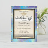 ホログラフィックグラッドキャップ、ガラスダイヤモンド卒業 招待状 (スタンド正面)