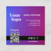 ホログラフィックグラディエントのソーシャルメディアのアイコンのインストール スクエア名刺 (裏面)