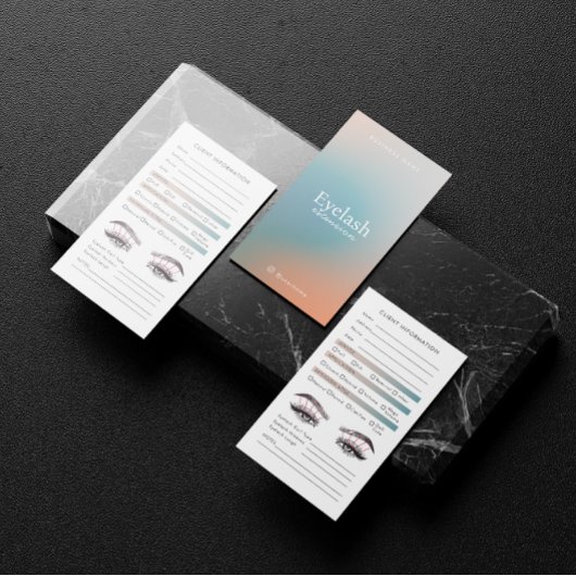 ホログラフィックグラディエントまつげ拡張クライアントマップ 名刺