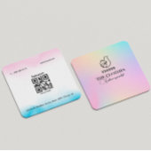 ホログラフィックグラディエントQrコード衣料品店ロゴ スクエア名刺