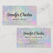 ホログラフィックグラムグリッターエレガントメイクアップアーティスト 名刺 (正面/裏面)