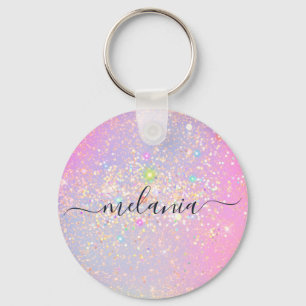 ホログラフィックグラムグリッタースパークルバラ金ゴールド キーホルダー