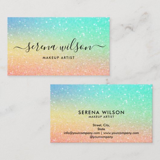 ホログラフィックグリタリングHoloフォイルのメイクアップ毛 名刺 (正面/裏面)