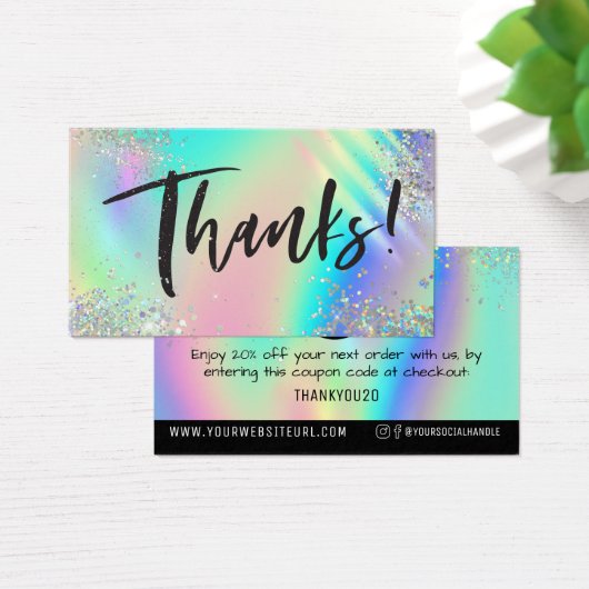 ホログラフィックグリッターありがとう割引インサートカード (デスク)