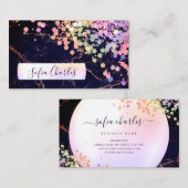 ホログラフィックグリッターきらめくダストブラックマーブル 名刺 (正面/裏面)