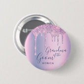 ホログラフィックグリッターは新郎のおばあちゃんを乾燥させる 缶バッジ (正面&裏面)