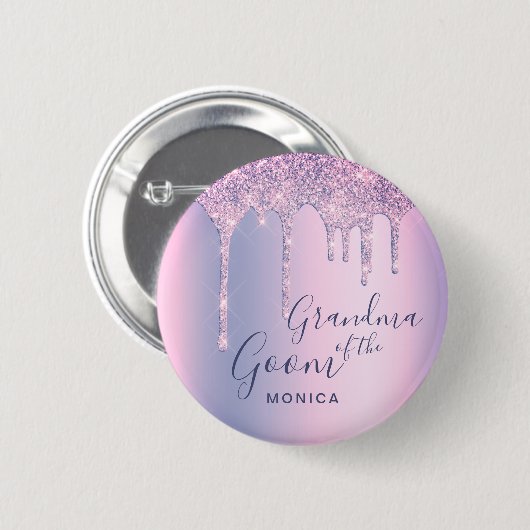ホログラフィックグリッターは新郎のおばあちゃんを乾燥させる 缶バッジ (正面&裏面)