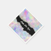 ホログラフィックグリッターアゲート新年の幸せ スタンダードカクテルナプキン (角)