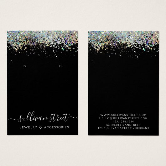 ホログラフィックグリッターイヤリングジュエリー表示カード (正面&裏面)