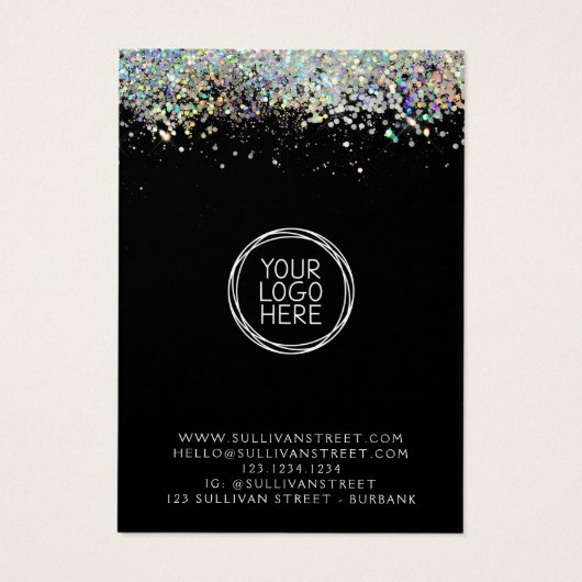 ホログラフィックグリッターイヤリングネックレスディスプレイカード (裏面)