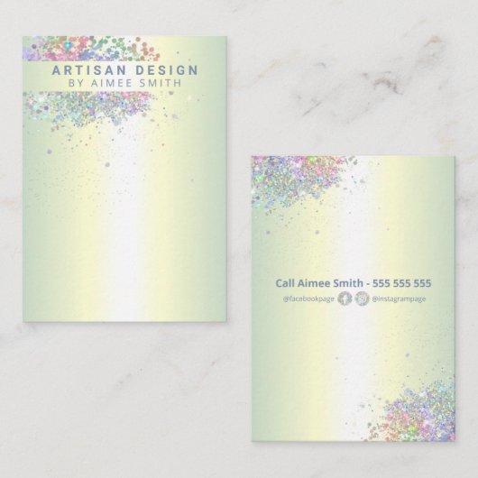 ホログラフィックグリッターイヤリングホルダー表示カード 名刺 (正面/裏面)